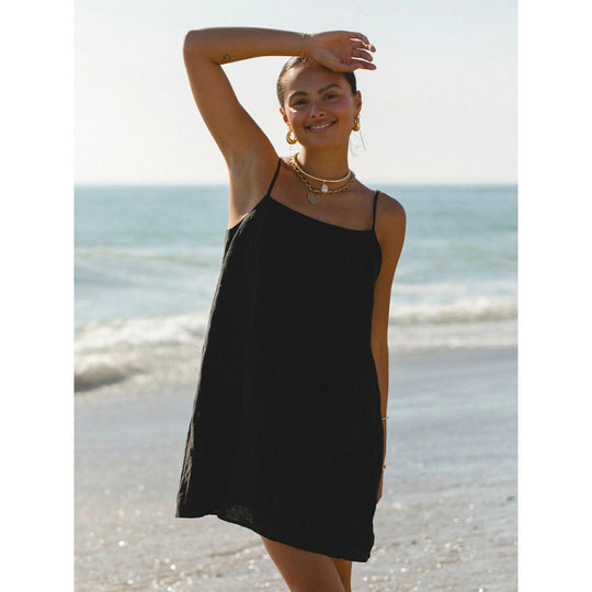Damen Leichtes Sommerkleid mit Spaghetti-Trägern und fließendem Schnitt EB