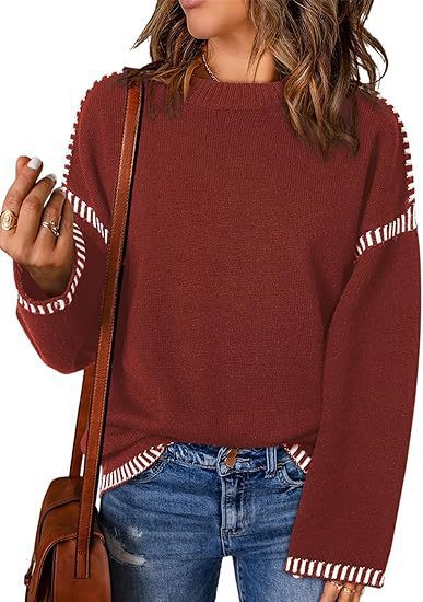 Damen modischer Pullover mit strukturiertem Material und streifenförmigen Details EB