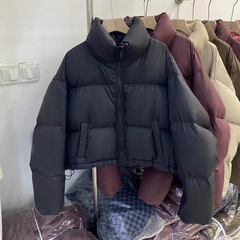 Damen Kurze wattierte Funktionsjacke mit hohem Kragen und seitlichen Taschen EB