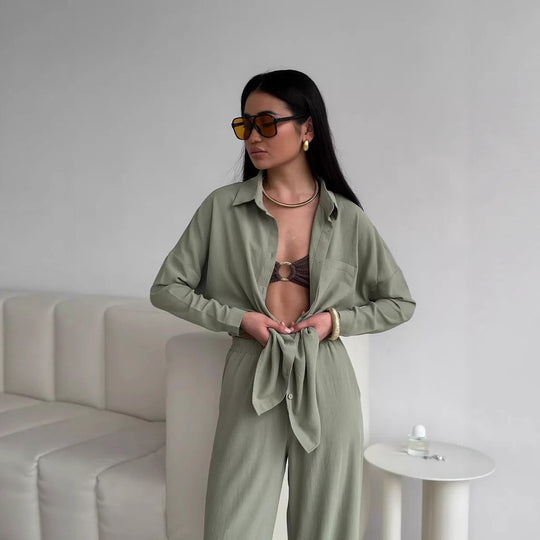 Damen lässige Bluse im Oversized-Stil mit Taschen EB