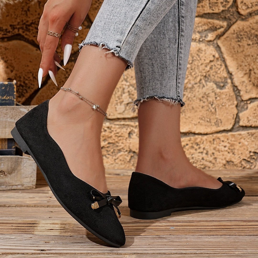 Damen Flache Ballerinas mit dekorativem Schleifen-Detail EB