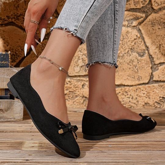 Damen Flache Ballerinas mit dekorativem Schleifen-Detail EB