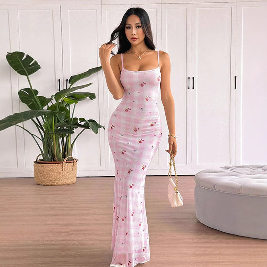 Damen Langarm Maxikleid mit floralem Muster EB