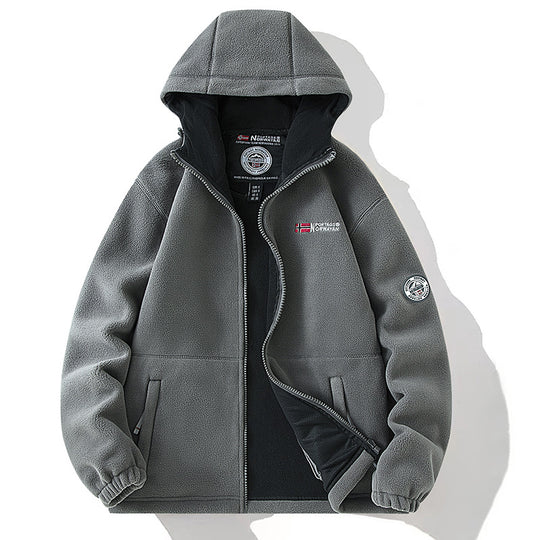 Herren Fleecejacke mit hohem Stehkragen, angerauter Innenseite und verdeckten Reißverschlusstaschen EB