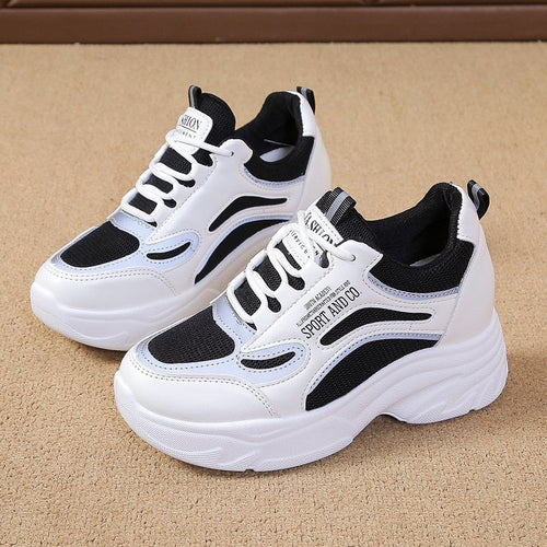 Damen Sportliche Sneakers mit hoher Sohle und atmungsaktiver Mesh-Oberfläche EB