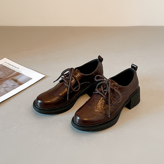 Damen Komfortable und elegante Schnürschuhe mit Blockabsatz EB