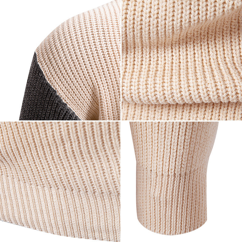 Herren modischer Rollkragenpullover mit grafischem Farbblockdesign EB