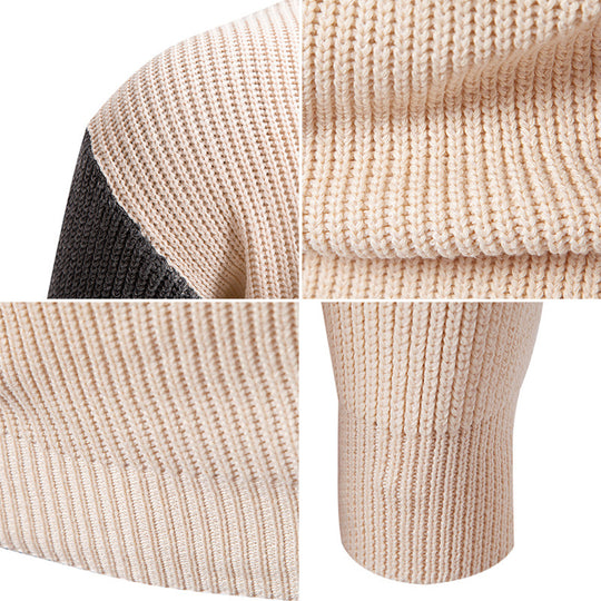 Herren modischer Rollkragenpullover mit grafischem Farbblockdesign EB