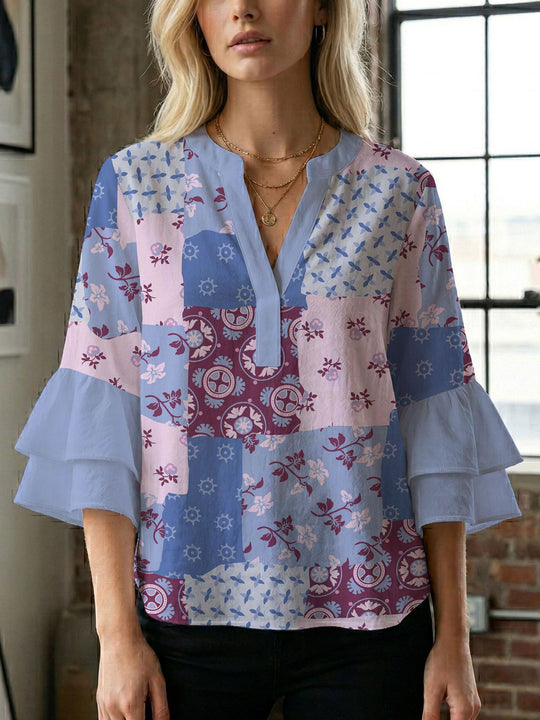 Damen Bluse mit wunderschönen floralem Design EB
