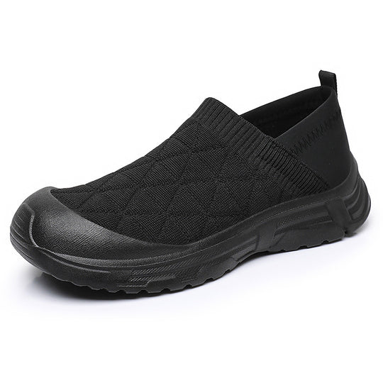 Damen nan atmungsaktiver Strick-Slip-On Freizeitschuh mit diamantstrukturierter Oberfläche, stoßdämpfender Leichtsohle und verstärkter Zehenkappe EB