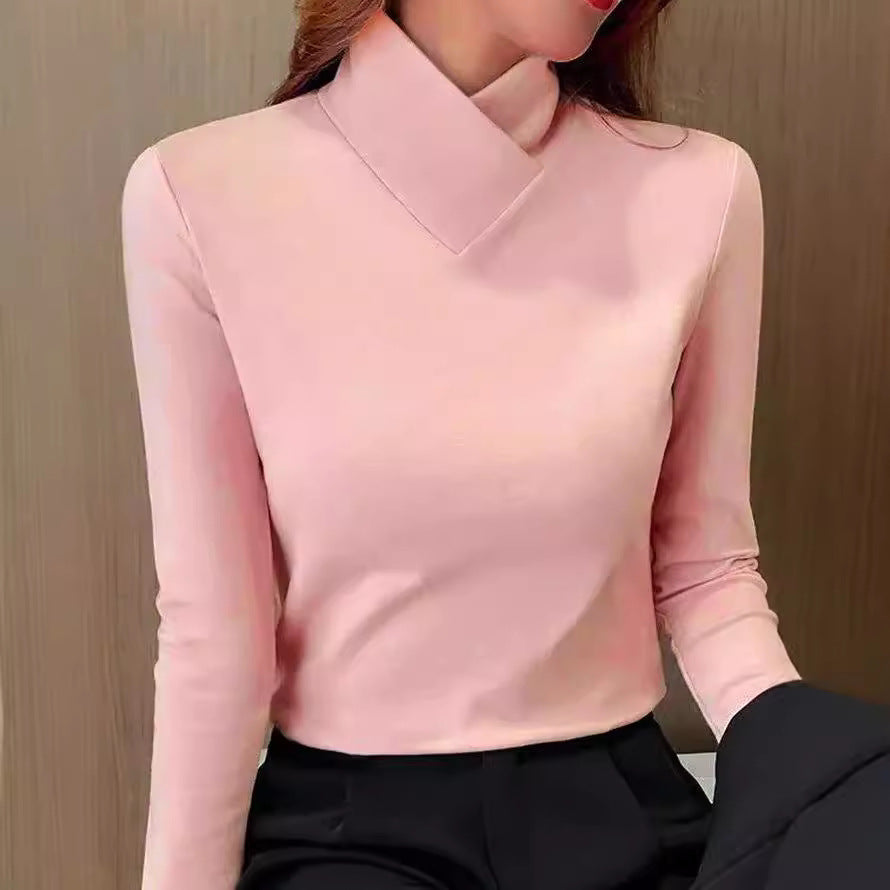 EB | Bluse mit Asymmetrischem Kragen Langarm-design Elegant und Modern