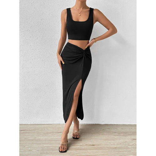 Damen Elegantes Maxi-Kleid mit seitlichem Schlitz und lässigem Wickeldesign EB