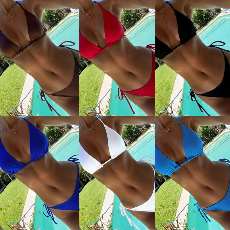Damen Triangel-Bikini mit verstellbaren Trägern und charmantem Knoten EB
