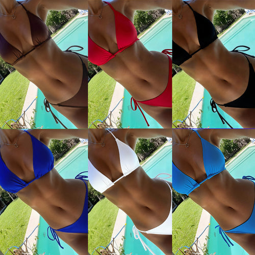 Damen Triangel-Bikini mit verstellbaren Trägern und charmantem Knoten EB