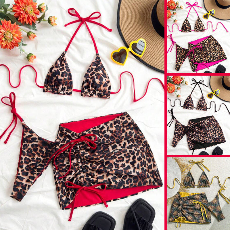 Damen Triangel-Bikini-Set mit rüschenfreien Details und Wickelrock EB