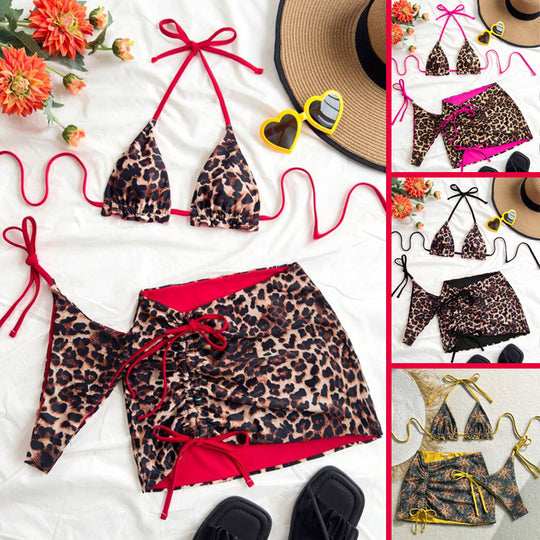 Damen Triangel-Bikini-Set mit rüschenfreien Details und Wickelrock EB