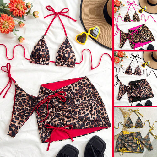 Damen Triangel-Bikini-Set mit rüschenfreien Details und Wickelrock EB