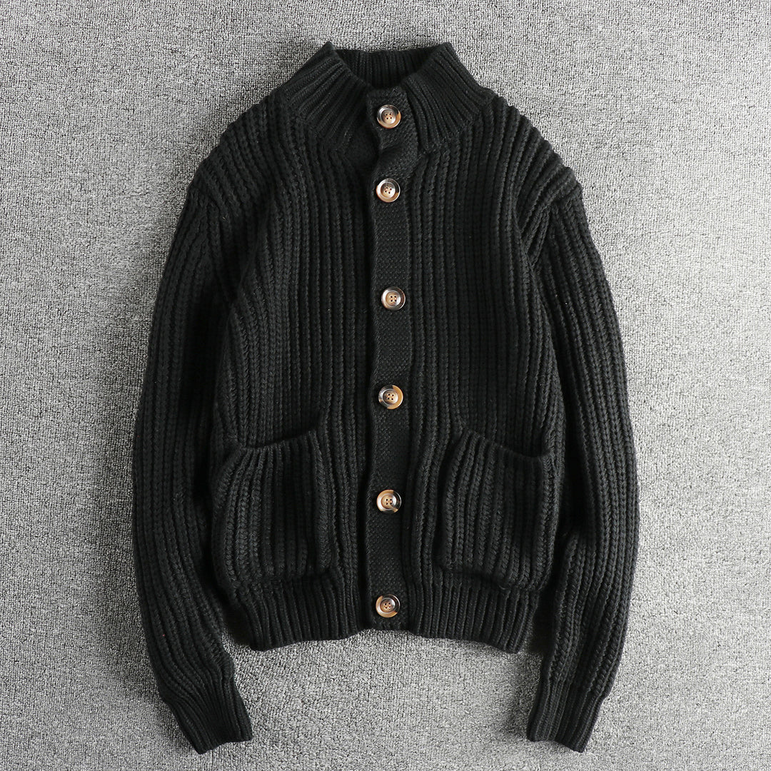 Damen Strickjacke mit großen Taschen und Knopfverschluss EB