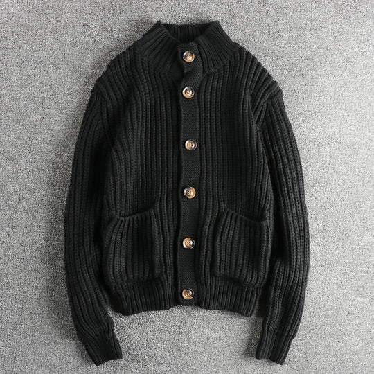 Damen Strickjacke mit großen Taschen und Knopfverschluss EB