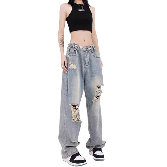 Damen Weite Destroyed Jeans im lässigen Schnitt EB