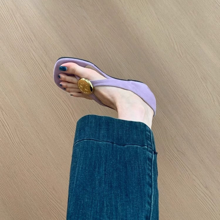 Damen Sandalen mit modischem Gold-Detail und ergonomischer Sohle EB