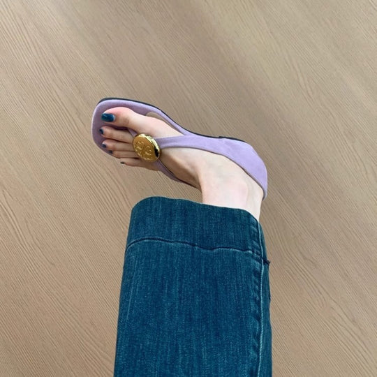Damen Sandalen mit modischem Gold-Detail und ergonomischer Sohle EB