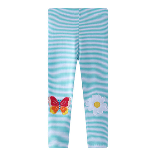 Mädchen Leggings mit buntem Schmetterlings- und Blumenapplikationen EB