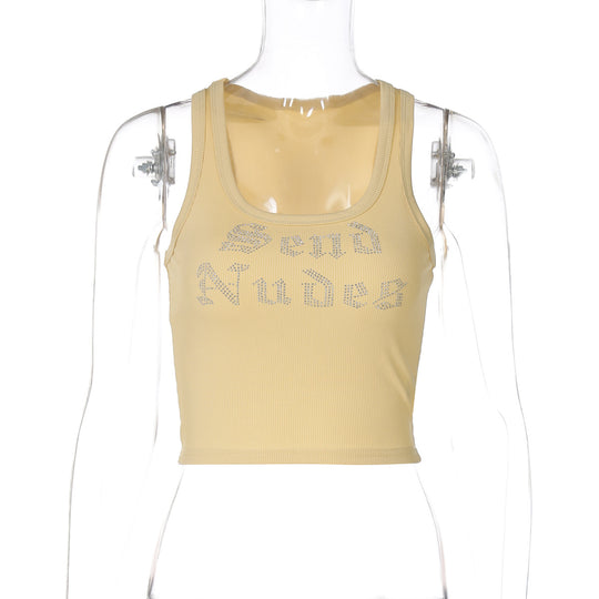 Damen Crop-Top mit funkelndem Schriftzug EB