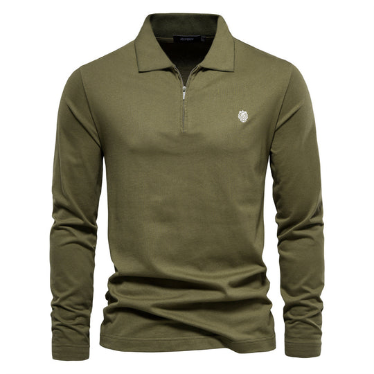 Herren Langärmliges Poloshirt mit modischem Reißverschluss und angenehmer Baumwollmischung EB