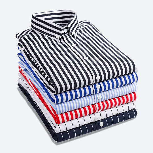 Herren nan gestreiftes Businesshemd mit Button-Down-Kragen und taillierter Silhouette EB