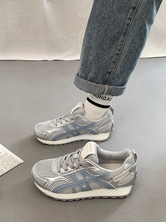Damen Sportliche Mesh Sneakers mit atmungsaktiver Oberflächenstruktur und rutschfester Sohle EB