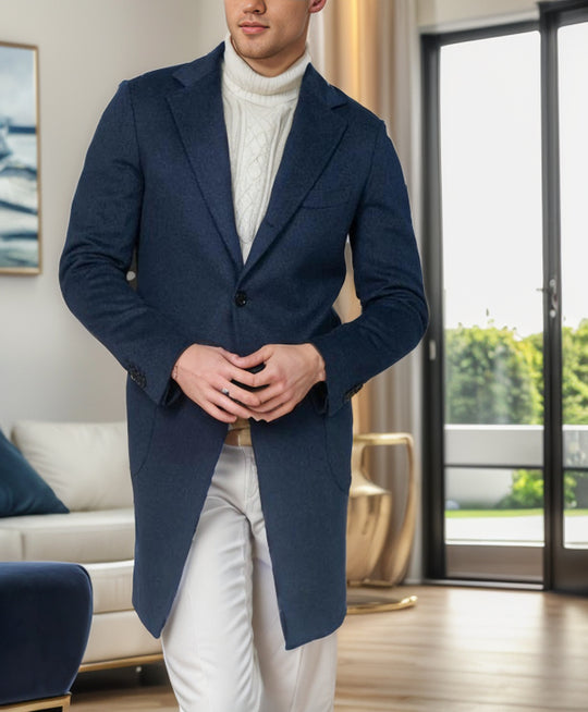 Herren eleganter, taillierter Übergangsmantel aus hochwertiger Wolle EB