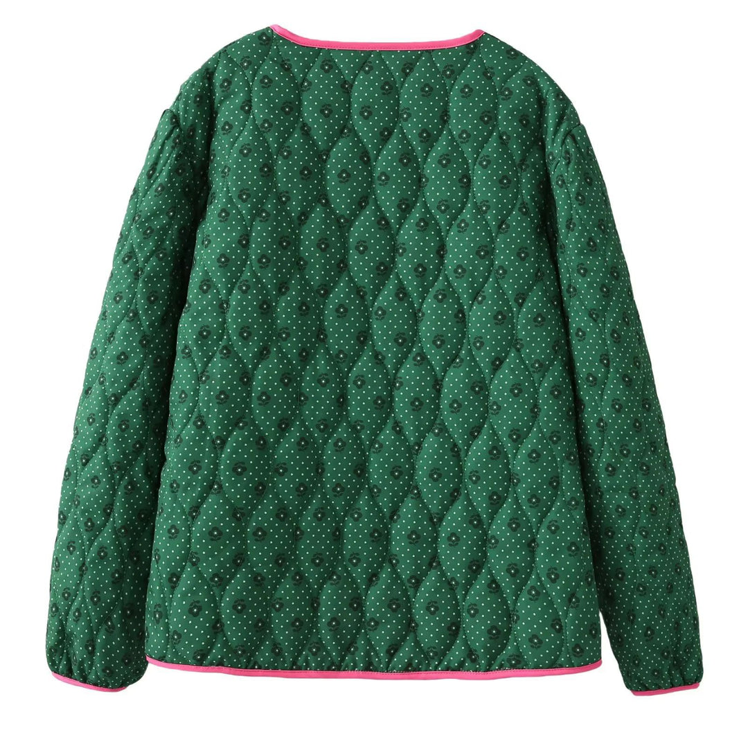 Damen gesteppte Freizeitjacke mit kontrastierenden Paspeln und eleganter Knopfleiste EB
