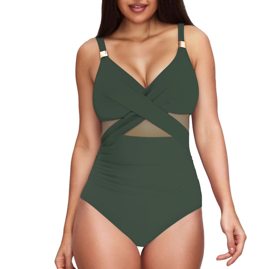 Damen Eleganter Einteiler mit transparenter Einsätzen EB