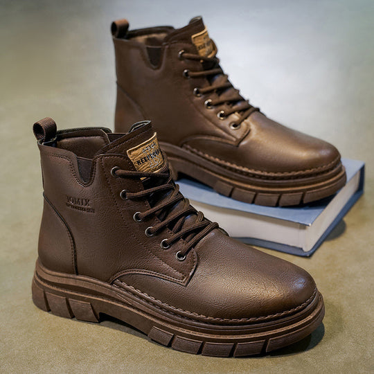 Damen Modische Schnürstiefel mit robustem Sohlenprofil und warmem Innenfutter EB