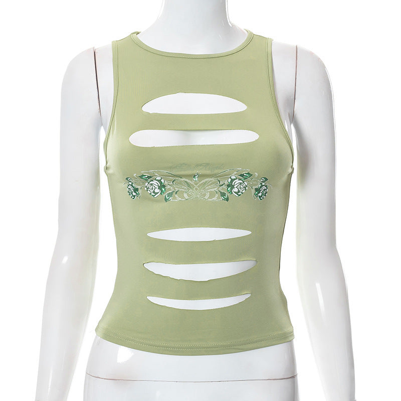 Damen trendiges Cut-out Crop Top EB