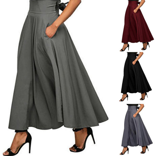 Damen weit geschnittene Palazzo-Hose mit eleganten Taschen und hohem Bund EB