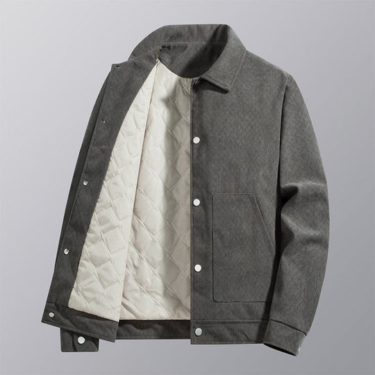 Men's  quilted-lined corduroy overshirt jacket with snap front and patch pockets EB