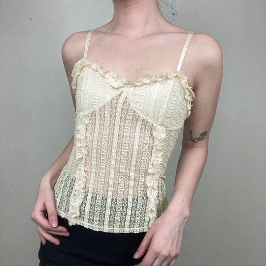Damen Rüschen-Top mit verstellbaren Trägern und verführerischem Design EB