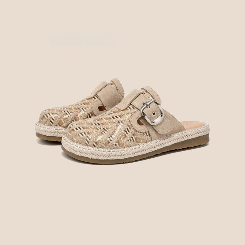 Damen Legere Slip-On Pantoletten mit modischem Riemchen-Design EB