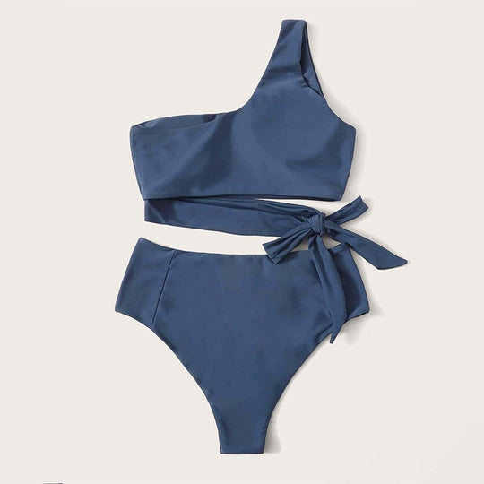 Damen Einseitiger Bikini mit trendigem Wickel-Design EB