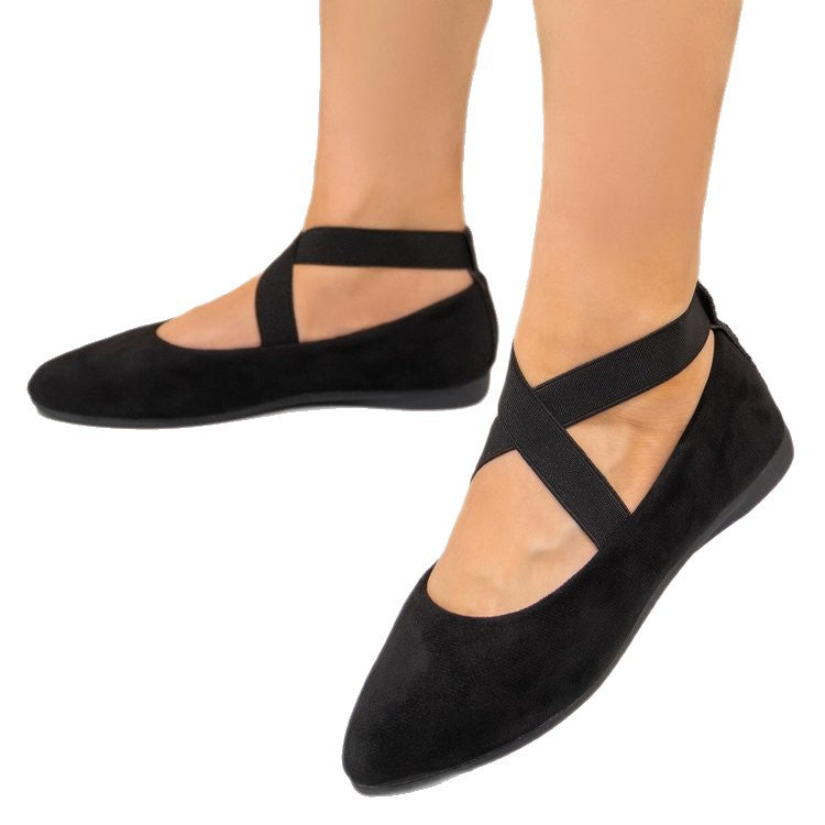 Damen Ballerinas mit elegantem Kreuzriemen-Design und bequemer Sohle EB