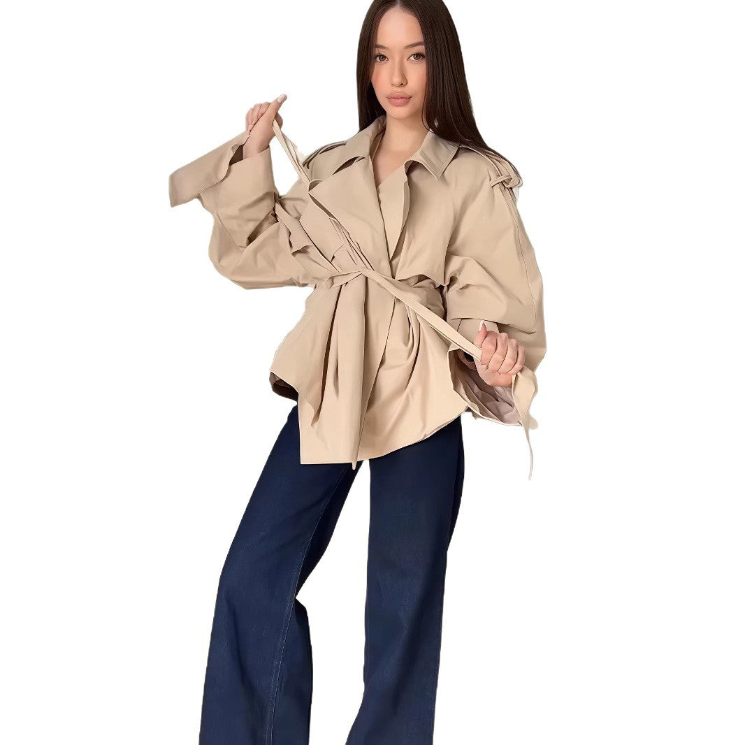 Damen modische Überwurfjacke mit eleganten Raffungen EB