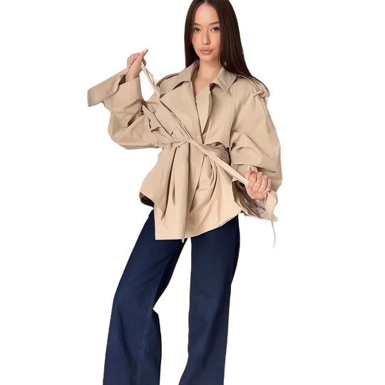 Damen modische Überwurfjacke mit eleganten Raffungen EB