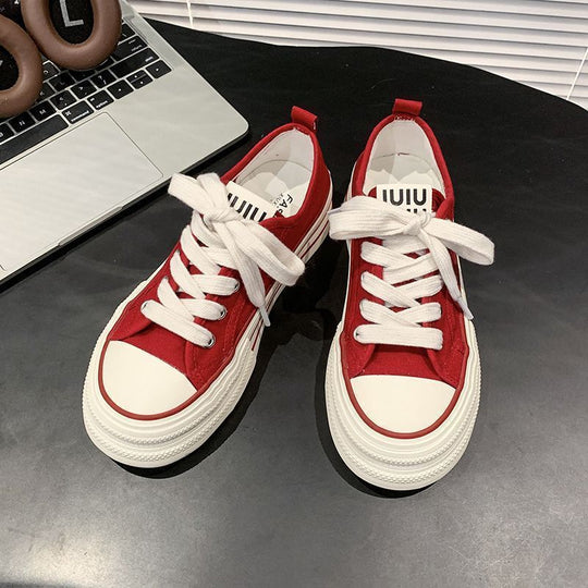 Damen Canvas Sneakers mit kontrastierenden Details und bequemen Schnürsenkeln EB