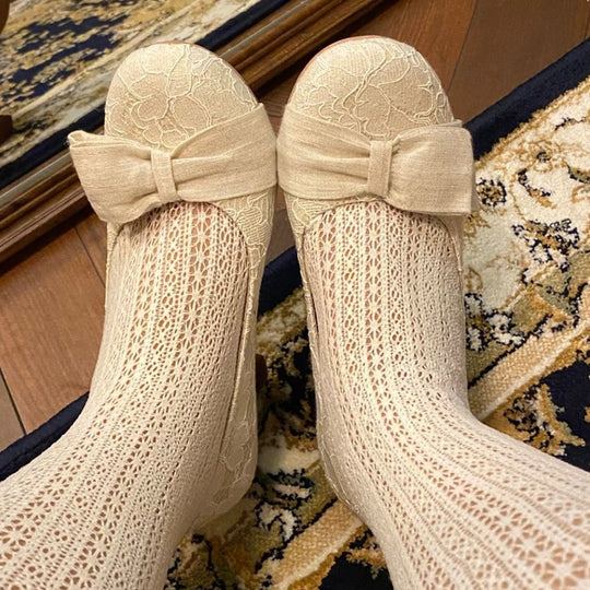 Damen Ballerinas mit zarten Spitzenakzenten und süßem Schleifendetail EB