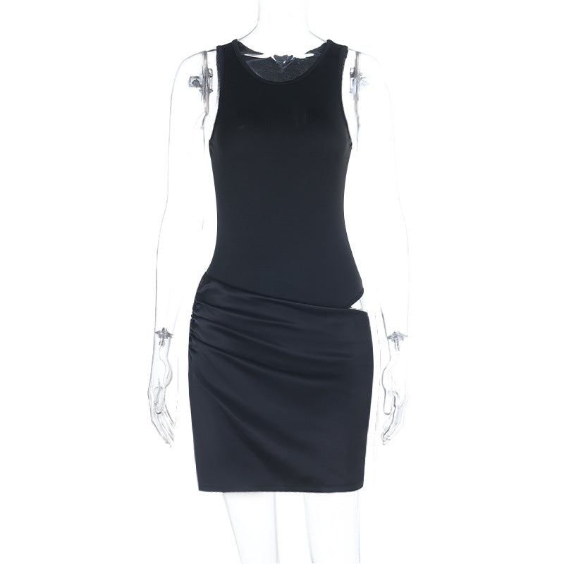 Damen sexy Minikleid mit figurbetontem Oberteil und eleganten Rüschendetails EB