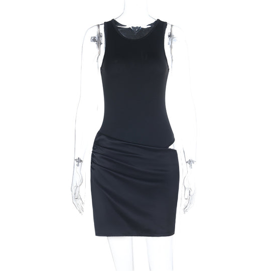 Damen sexy Minikleid mit figurbetontem Oberteil und eleganten Rüschendetails EB