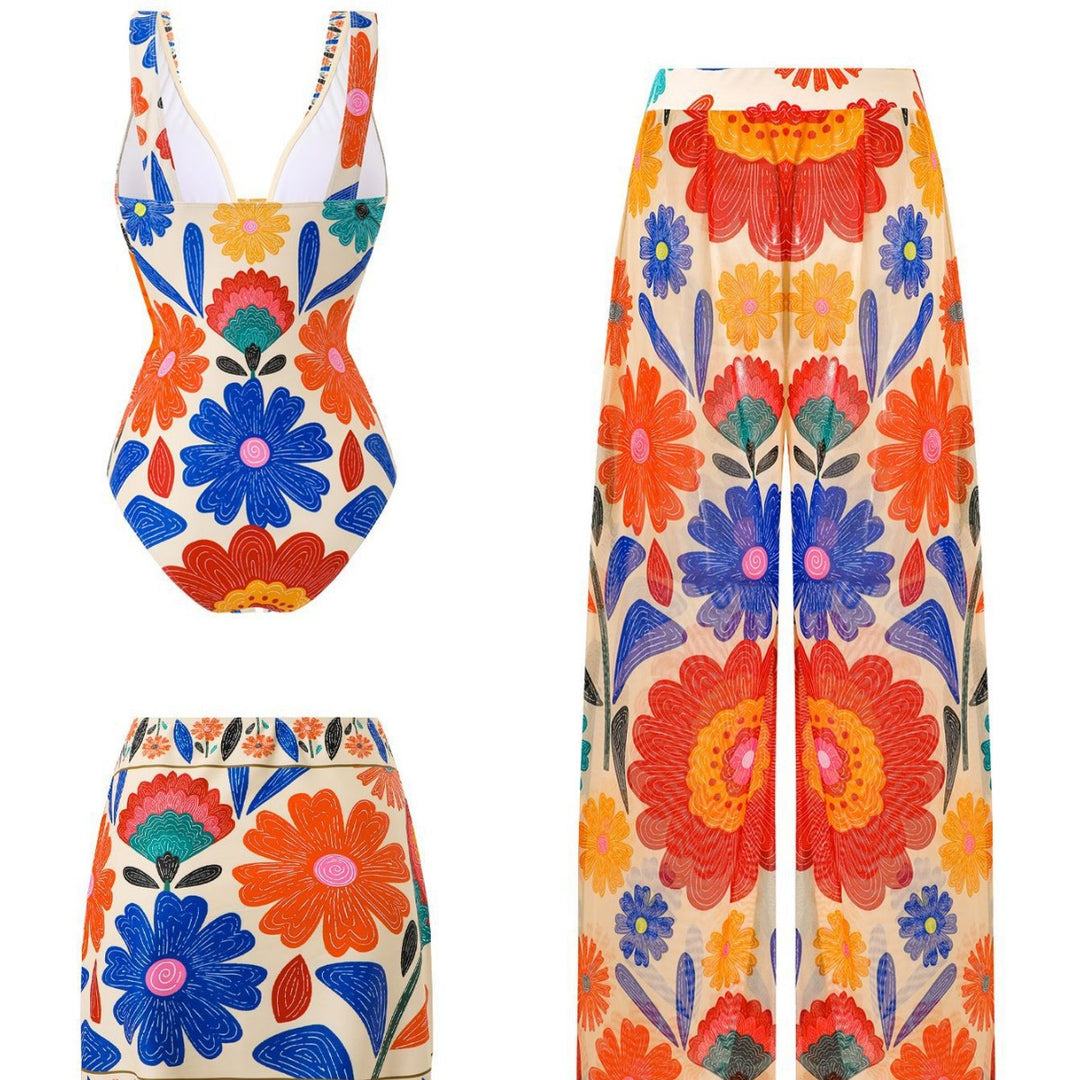 Damen Mehrteiliges Badeanzug-Set mit floralen Motiven EB
