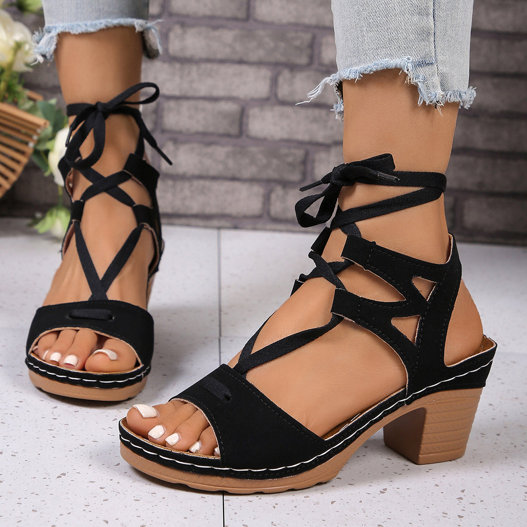 Damen modische Riemchen-Sandalen mit dekorativem Knoten EB